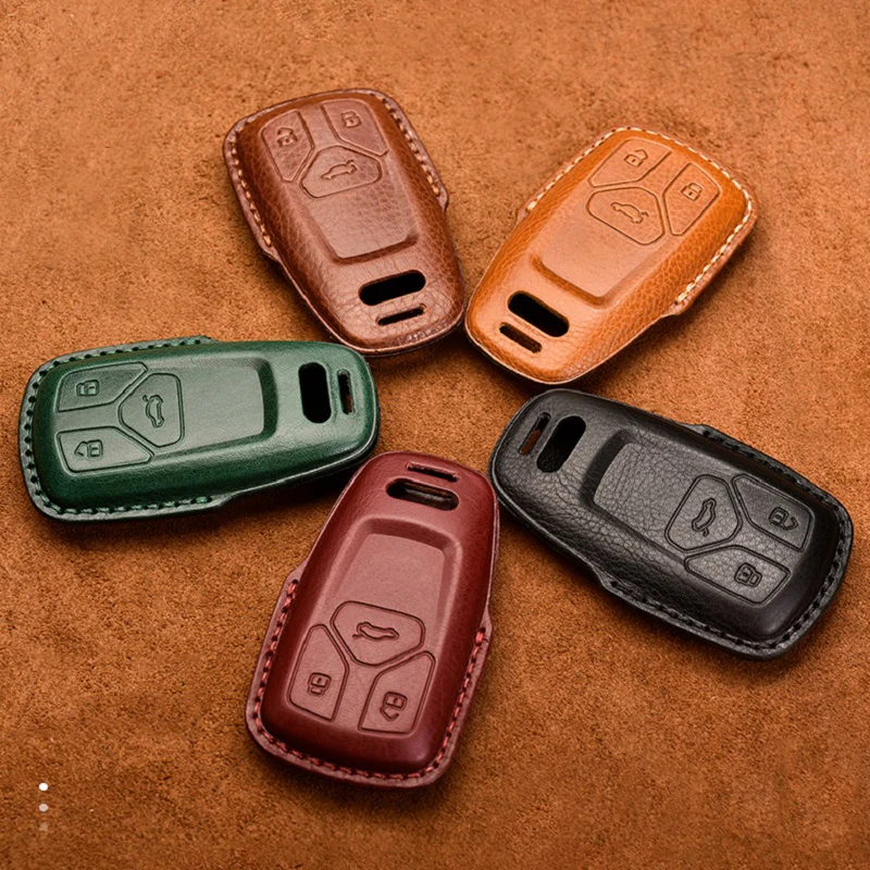 

High Quality Leather Car Key Case Cover For Audi A4 A4L 8 S 2017 2016 A5 QT S5 S7 A6L Allroad Q5 Q7 TT TTS B9 Auto Accessorise