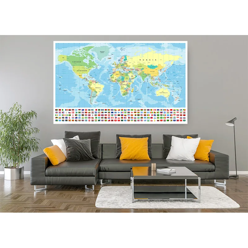 

Vinyl Photography Backdrops Props Physical Map of The World Vintage Wall Poster Home School Decoration Baby Background DT-16