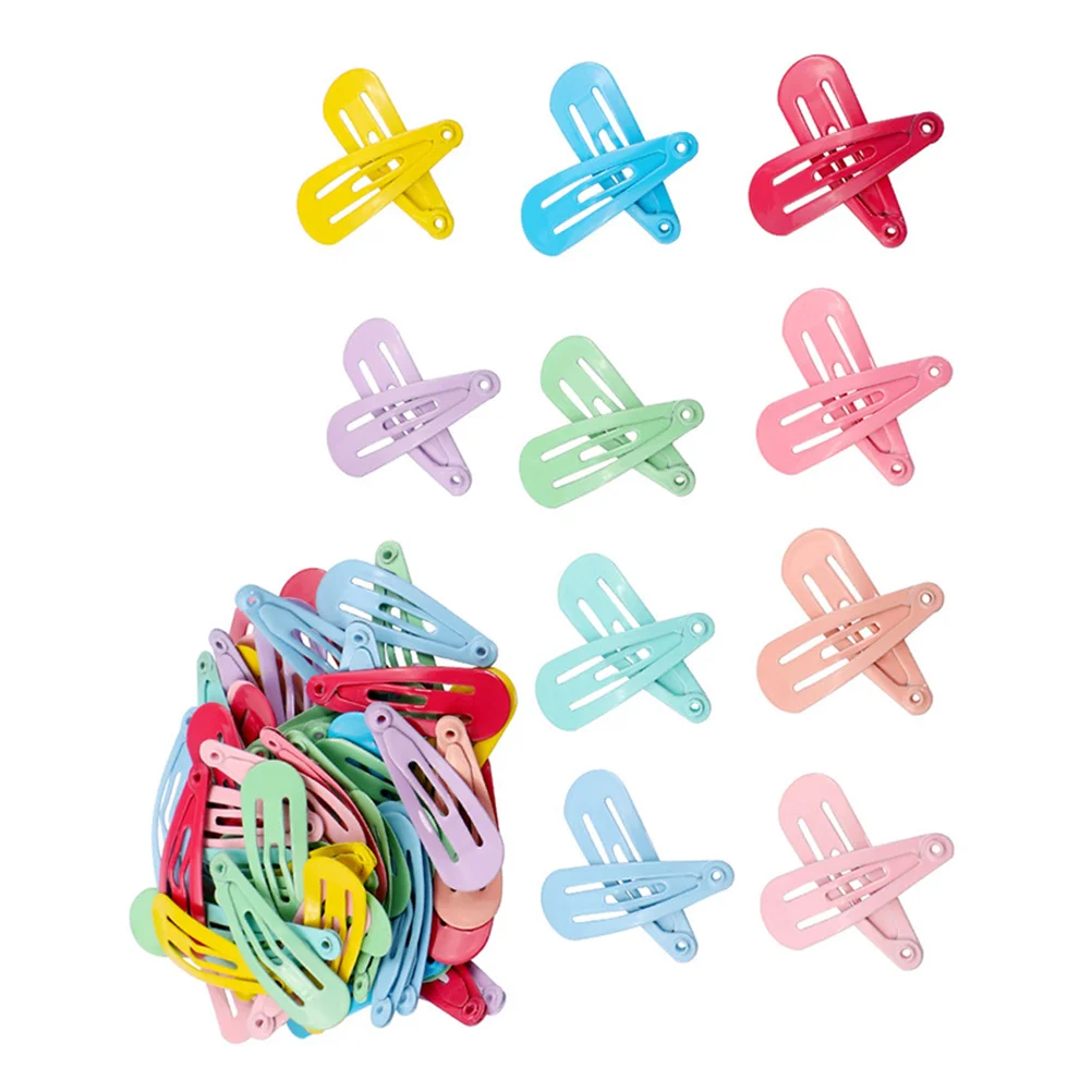 

50pcs Kids Hair Clip Metal Snap Hair Clips Candy Color Barrettes Girls Hairpins