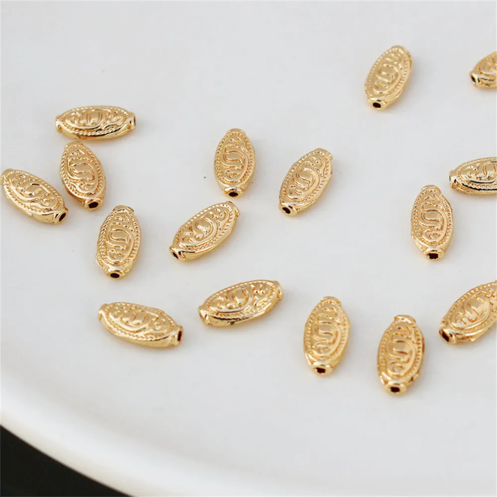 

50 шт., двусторонние бусины под золото 14 к, 5 х10 мм