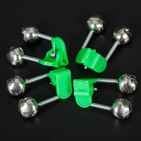 5pcslot fishing bite alarms fishing rod bell rod clamp tip clip bells ring green abs fishing accessory outdoor metal