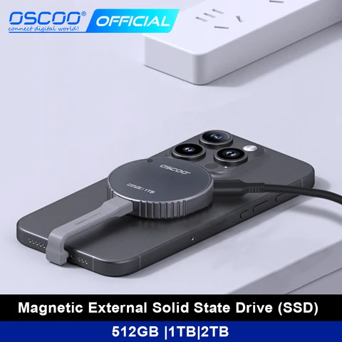 Магнитный твердотельный накопитель OSCOO, портативный накопитель SSD для iPhone, iPad, MacBook, Windows, компьютеров, телефонов на базе Android для резервного фотографирования