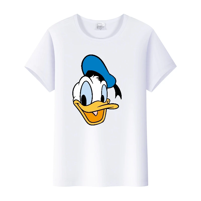 

Kawaii женские кроп-топы Disney мультфильм блузка Дональд Дак голова Микки Маус Kpop летняя детская белая футболка Оверсайз Футболки