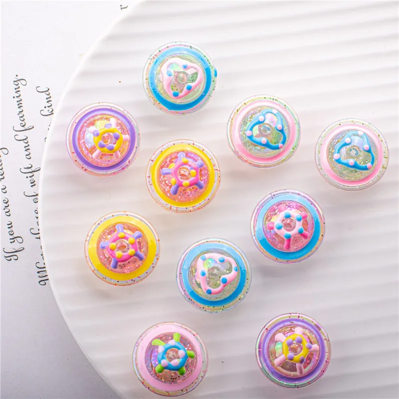 

New style 50pcs/lot color drop oil pattern print geometry satellite shape acrylic beads diy jewerly earring accessory