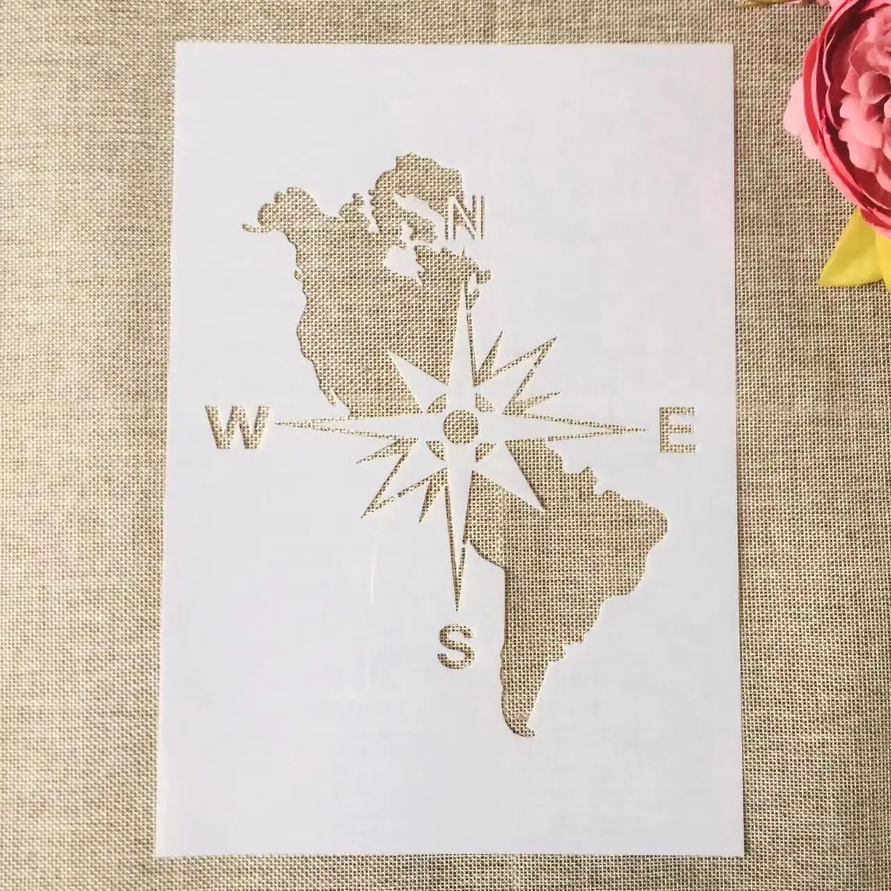 

A4 29cm America Map Compass DIY Layering Stencils Wall Painting Scrapbook Coloring Embossing Album Decorative Template