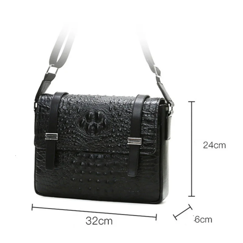 Man Messenger Bag Genuine Leather Crocodile Texture Small Men Bags Of Satchel Layer Cowhide Briefcase Bandolera Hombre Sac Homme
