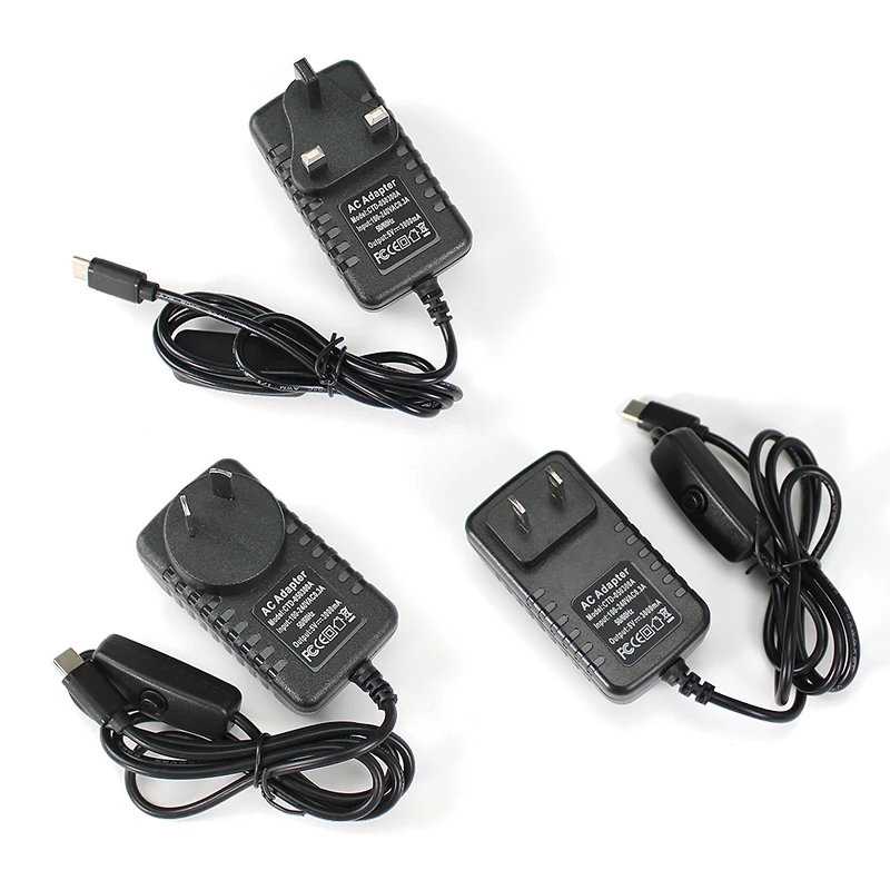 Переключатель питания AC 100-240V DC 5 V 3A Кнопка адаптера зарядное устройство Micro USB