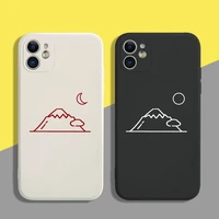 phone case for iphone 13 12 11 6 6s 7 8 plus x xr 11 11pro xs max soft tpu silicon color shockproof mountains and sky back cover