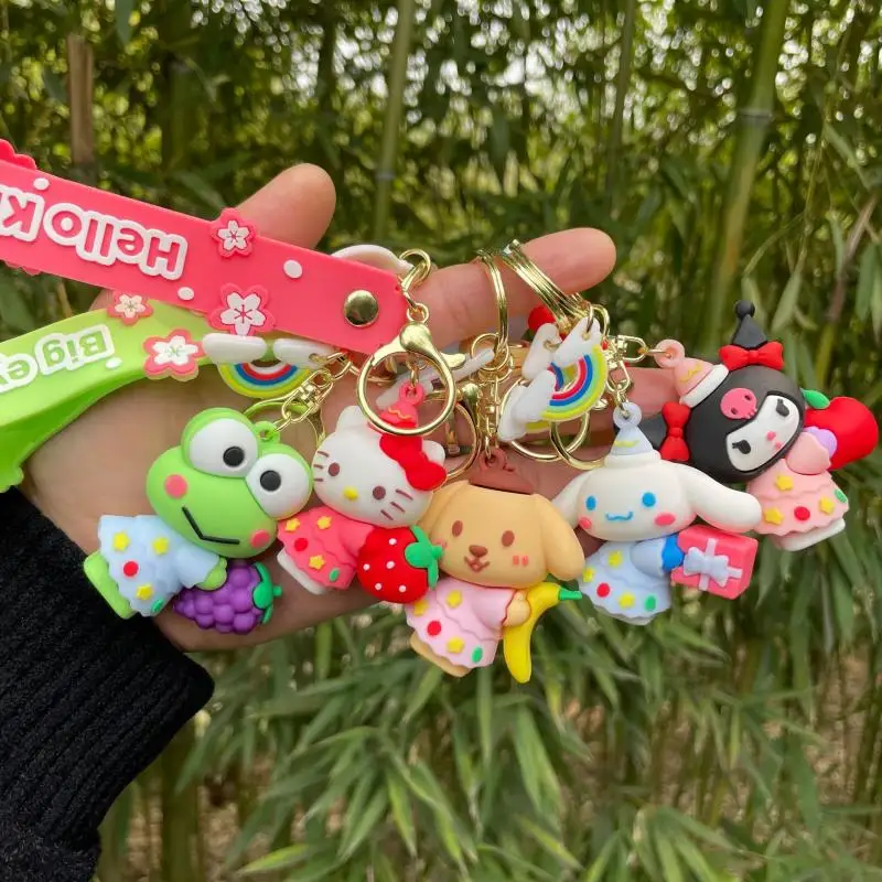 

Sanrio Hello Kitty Kuromi Cinnamoroll Key Chain Bag Pendant Car Key Accessories Hug Fruit Creativity Modeling Girlfriend Gift