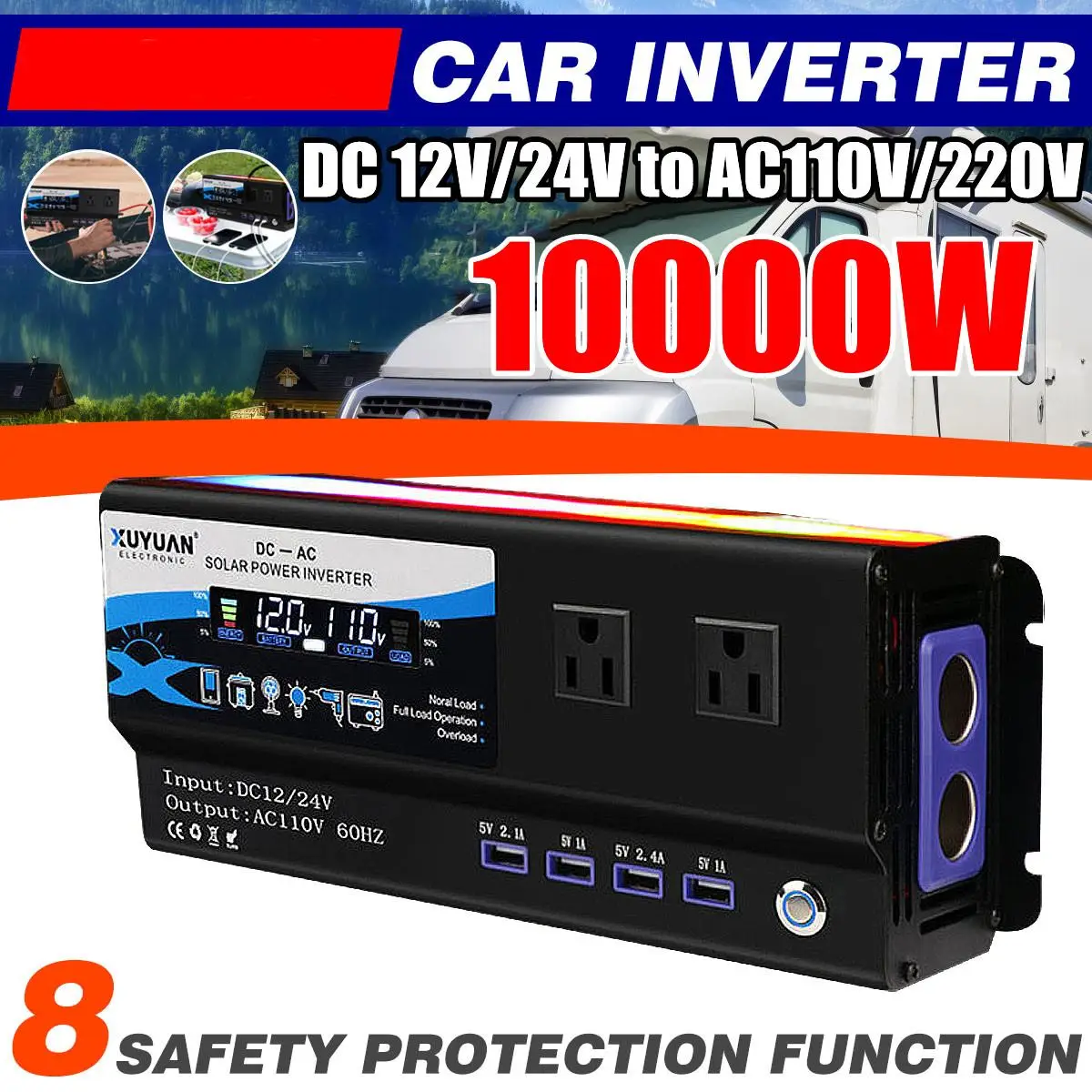 

10000 Вт модифицированный синусоидальный инвертор постоянного тока 12 В 24 В в переменный ток 220 В/110 В силовой трансформатор преобразователь со...