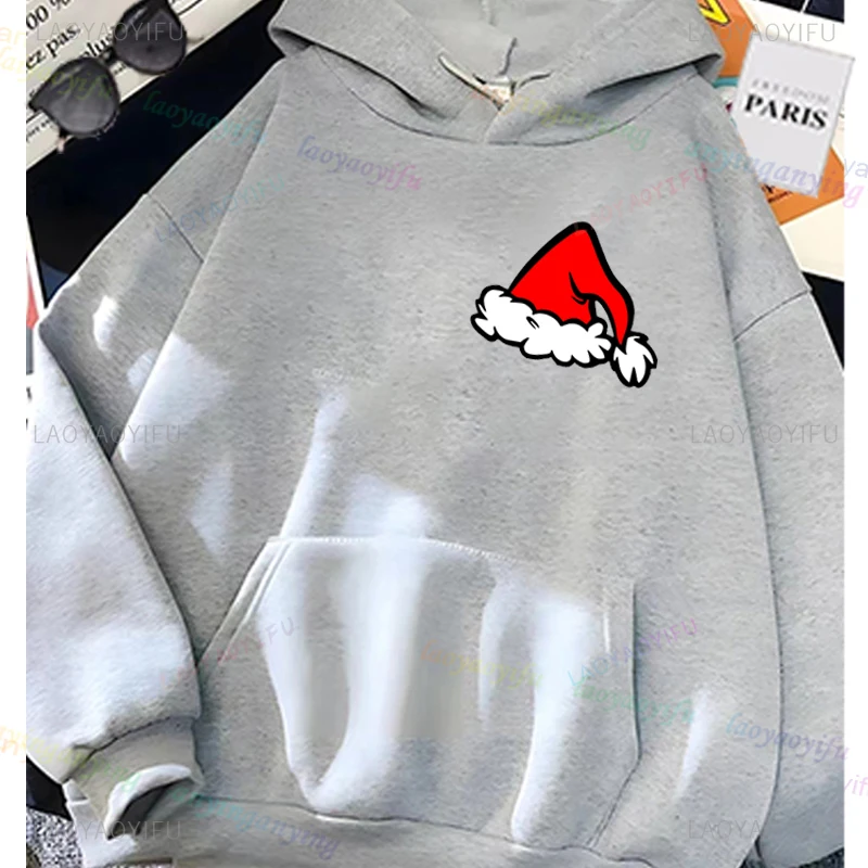 Шапка Санта-Клауса рождественская толстовка с призраком и елкой повседневная