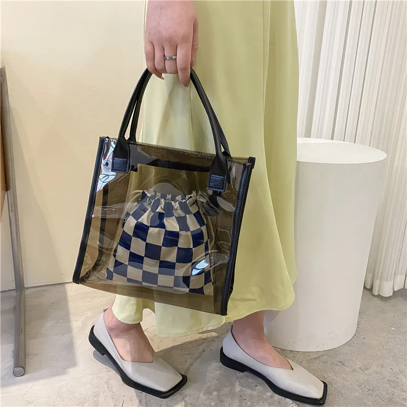 

New Women's Bag Fashion Large-capacity Transparent Large Bag All-match Jelly Bag Shoulder Tote Bag Hand Bags