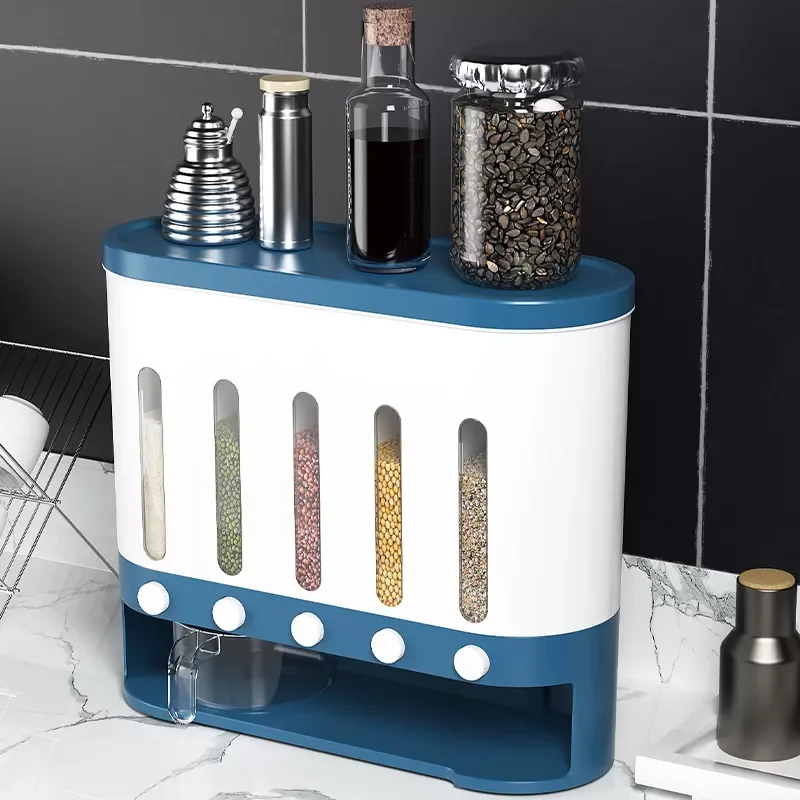 

1 PC Kitchen Sealed Rice Bucket Storage Box Wall-Mounted Moisture-Proof Can Containers Food Dispenser Grains Storage Sealed
