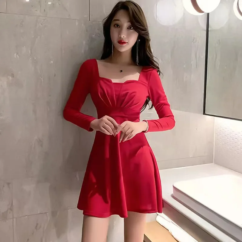 Новинка Осень 2024 пикантное женское платье с длинным рукавом Элегантная