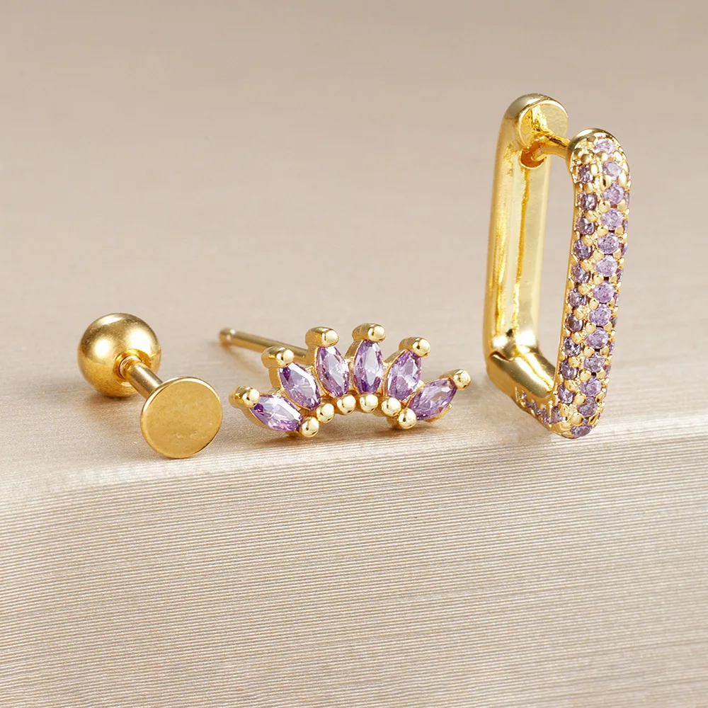 3 шт. модные геометрические U-образные серьги-гвоздики универсальные