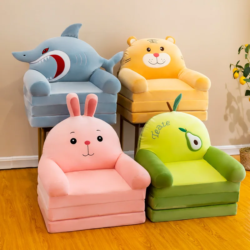 2021 New Three-layer Folding Sofa Learning Seat Tiger Plush Toy Children's Cartoon Animal Soft Sofa