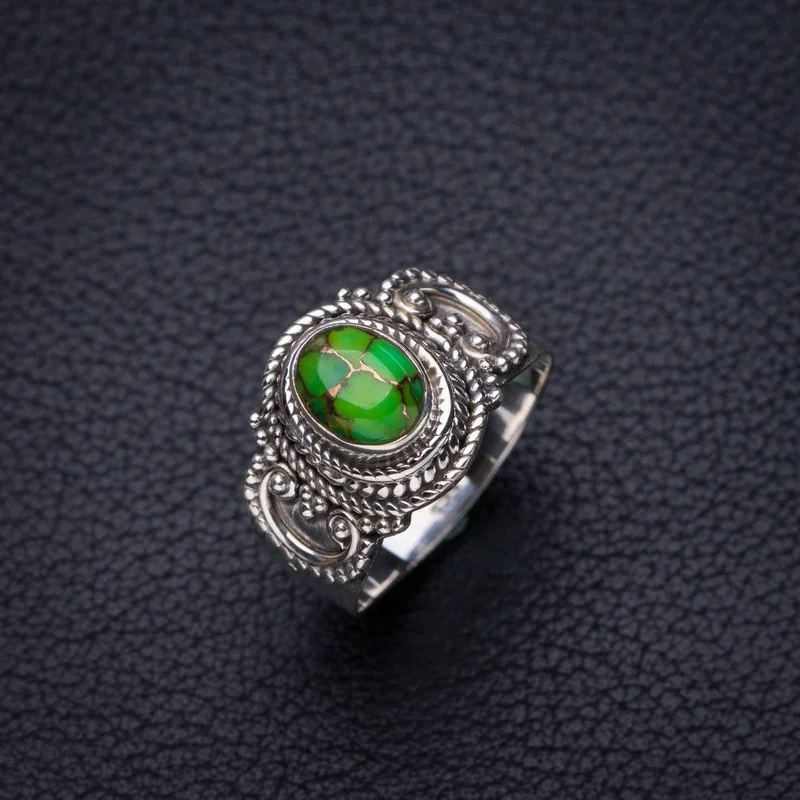 

StarGems Natural Copper Turquoise Handmade 925 Sterling Silver Ring 7.25 E8644