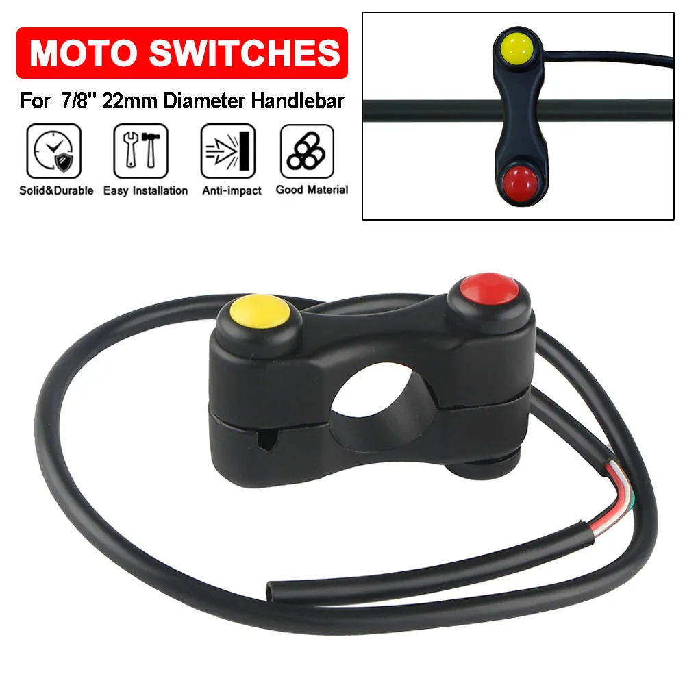 Купи 12V 7/8" 22mm Handlebar Motorcycle Switch Universal For Motorbike ATV Sport Dirt Electric Bike Headlight 3 Push Switch Buttons за 203 рублей в магазине AliExpress