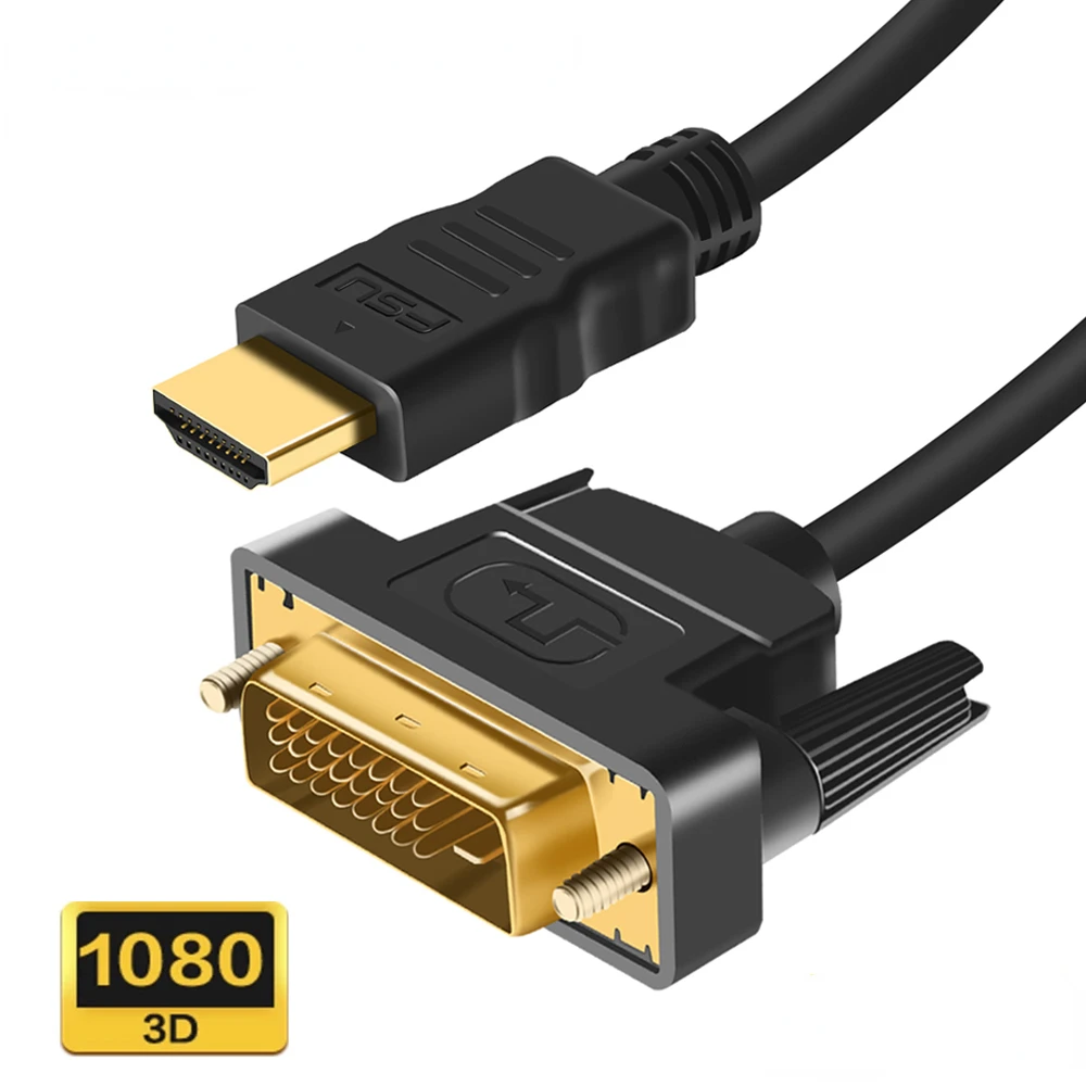 Compatible con DVI Cable HDMI 1080P 3D DVI a HDMI, Cable adaptador...