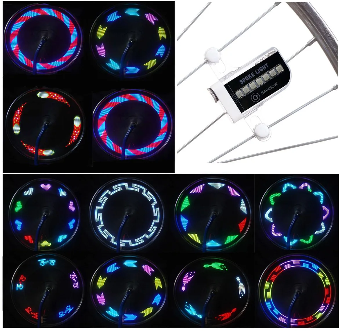 

Waterproof cool bicycle tire lamp / 14 interesting bright patterns / automatic and manual double switches