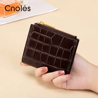 cnoles brand multifunction women wallet credit card holders 2022 split cow leather short female purse lady clutch bags