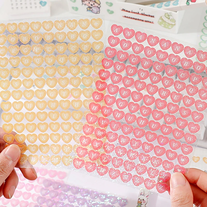 

5 Sheets Stationery Stickers Alphabet Sticker Love Heart Self Adhesive Stick Label for Scrapbooking DIY Album School Supplies
