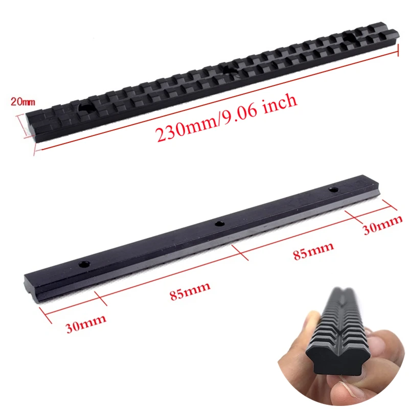 

Picatinny Weaver Rail Mount Base 22 Slots 230mm/9.06 Inch Length Low Profile 0 MOA for Dot Sight Scope Flashlight Rifle Airsoft