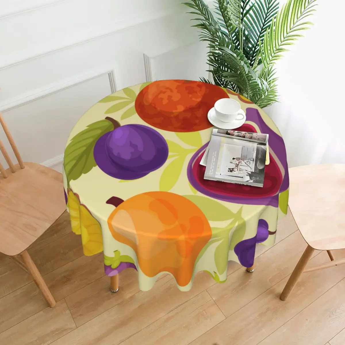 

Table Cloth Colorful Fruits Watercolor Tablecloth Bedroom Dormitory Dressing Table Mat Round Tablecloth Desk Decor