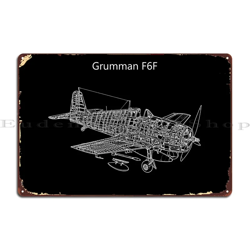 

Grumman F6f металлический знак Настенный декор бар пещера Настенная роспись дизайн кино жестяной знак плакат