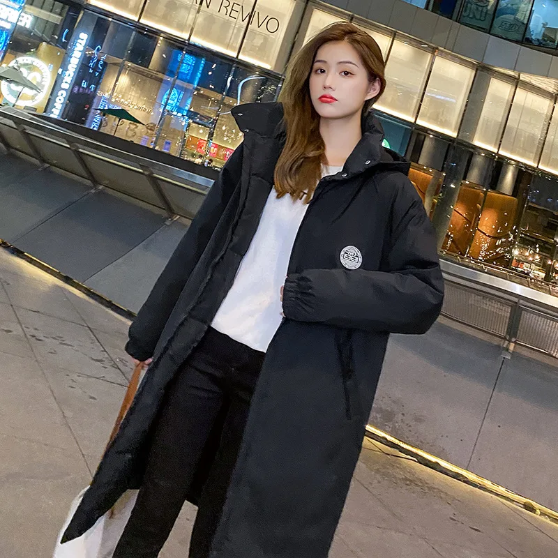 Winter Women Loose Parker Jacket Casual Black Hoodie Thick Warm Windproof Parka Fashion Women Outer Long Parka Coat