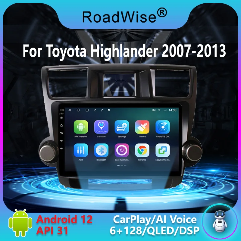 

Roadwise 8+256 Android Car Radio For Toyota Highlander 2 XU40 2007 - 2013 Multimedia 4G Wifi DSP IPS DVD 2 Din Carplay Autoradio