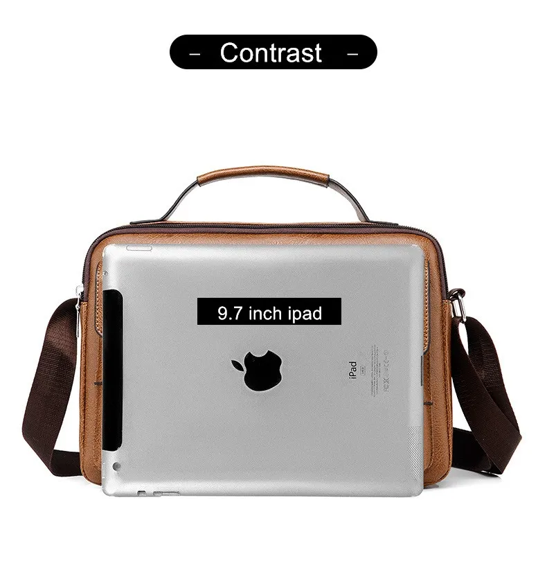 Men's Handbag Business Should Bags Briefcase Large Capacity Ipad Bag Letter Cartoon Casual Portable Messenger Retro Black Brown