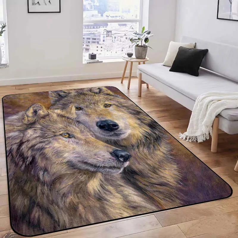 Ковер для гостиной с 3D рисунком волка льва Нескользящие коврики Придверный