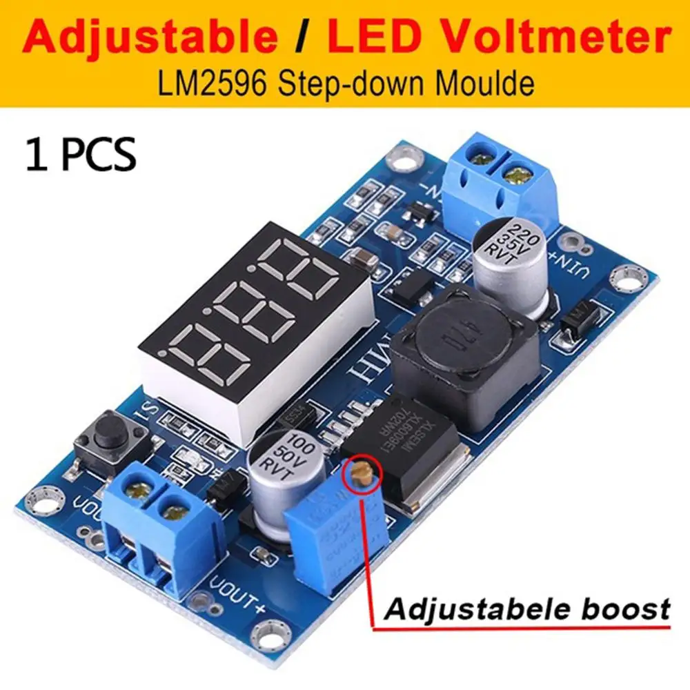 

Buck Adapter Dc Step Down Converter Led Display Power Supply Voltage Regulator Blue Led Voltmeter Lm2596 Dc Boost Step-up Module