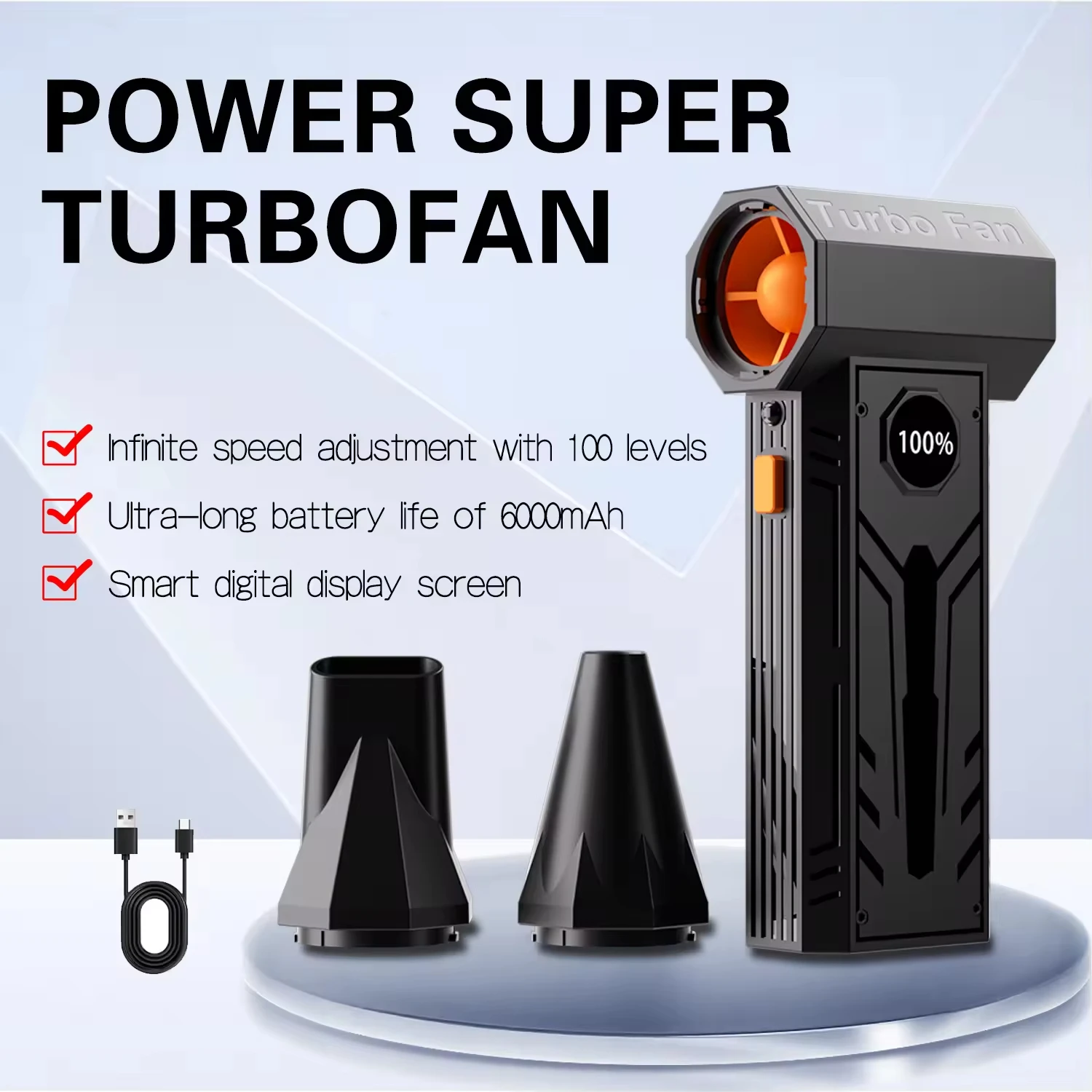 Фото X3 Violent Blower Mini Turbo Jet Fan Ручной бесщеточный двигатель 3-го поколения 130000 об/мин Скорость ветра 54 м/с Канальные вентиляторы №3