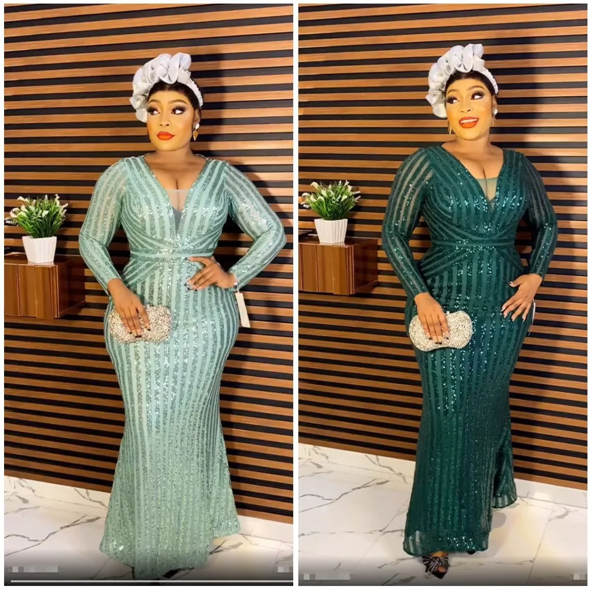 Plus Size Large Women's Dress Tiktok New 2023 Trailer Party Evening Dress Long Sleeve Solid Color Women's Sequin Large Dress