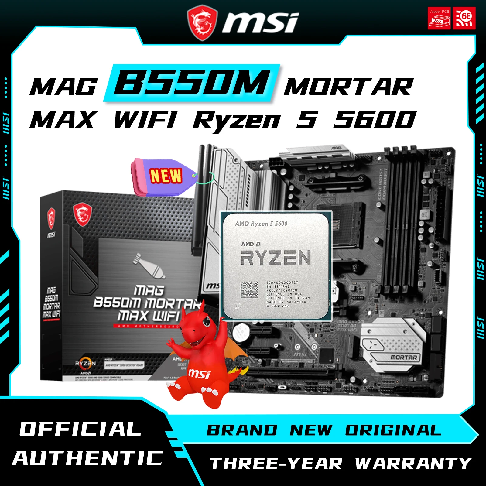 

MSI B550 MAG B550M MORTAR MAX WIFI Ryzen 5 5600 Motherboards