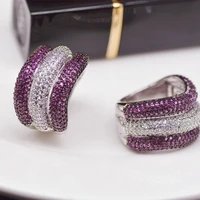 fashion creative personality exaggerated cz ladies ring new three row zircon full diamond temperament ring female accessories