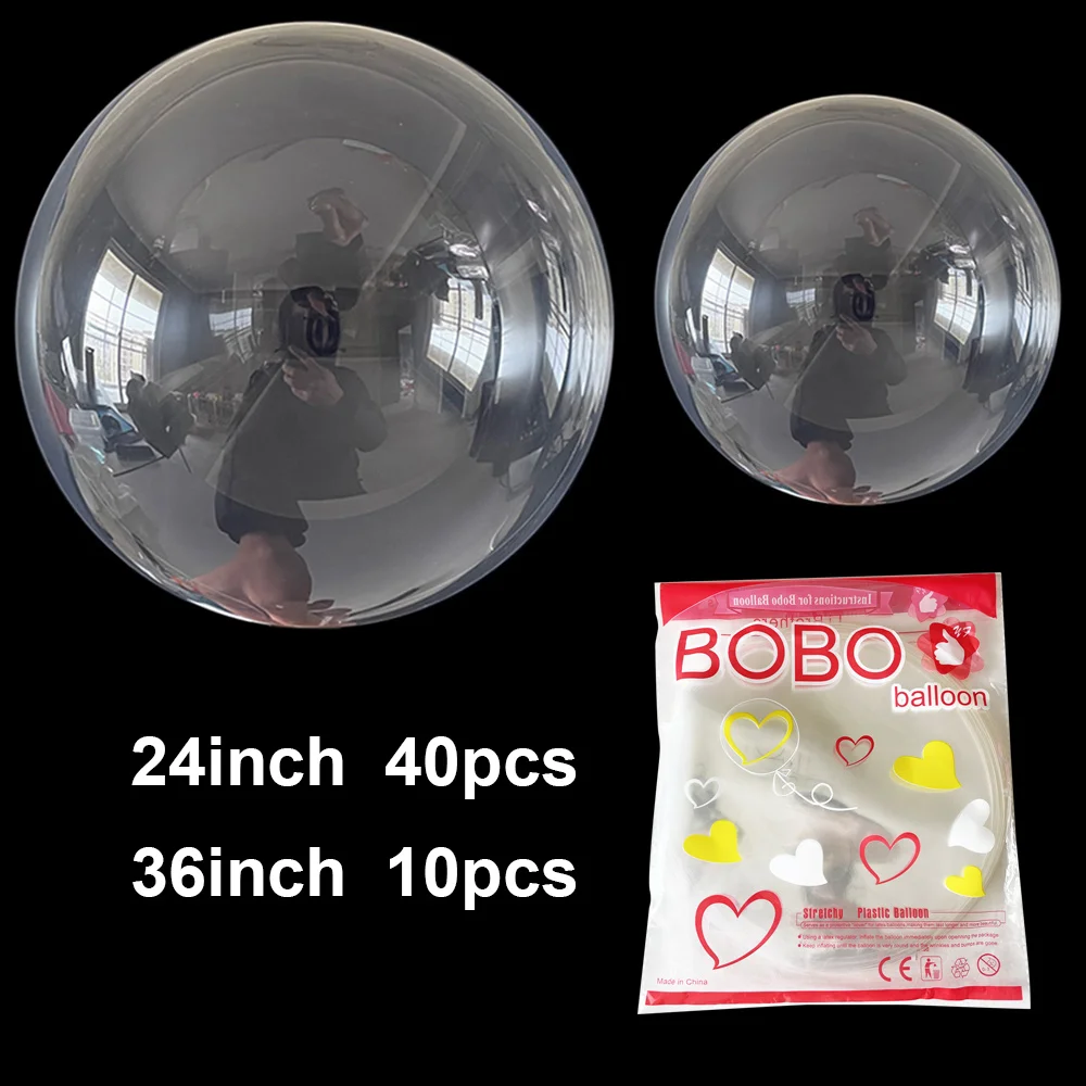 50pcs Giant Bobo Balloon 24 36 Inch Kit Set Transparent Bubble Ballon Clear Balloons for Birthday Party Wedding Anniversary