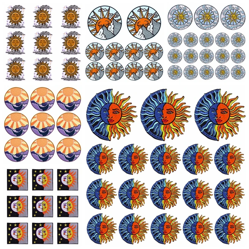 

10pcs/lots Sun Patch Embroidery Patches On Clothes DIY Iron On Patch For Clothing Thermoadhesive Patches Fusible/Sew Stickers