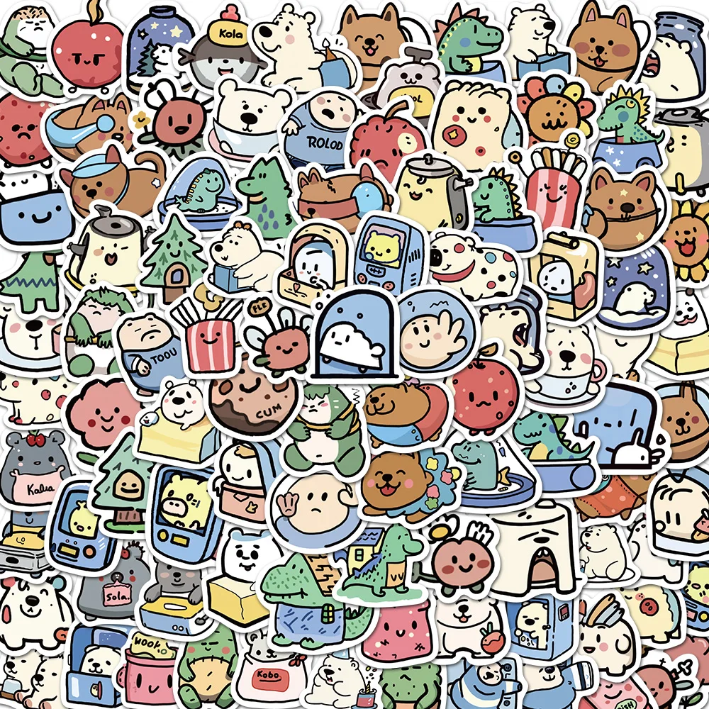 

10/100PCS Cartoon Animals Stickers Vintage Decor For Phone Diary DIY Kids Notebook Luggage Skate Laptop Refrigerator Decal Toys
