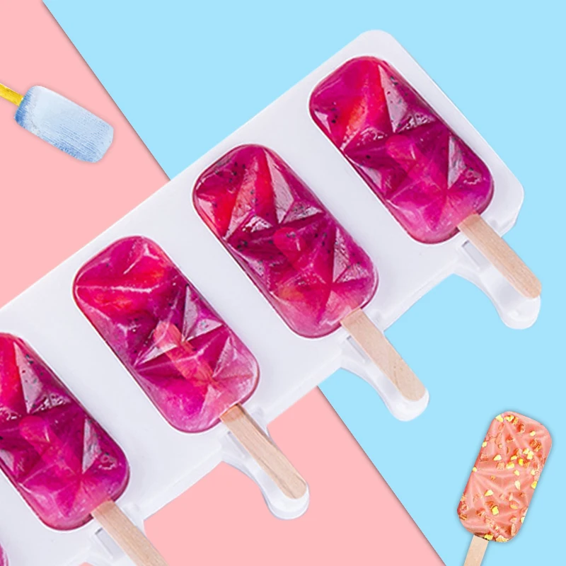 

DIY Homemade Popsicle Moulds Silicone Ice Cream Mold 8-cavity Diamond Small Oval Dessert Ice Pop Lolly Maker Reusable Tool