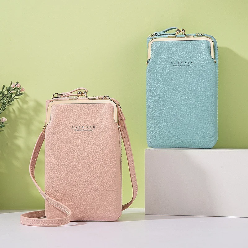 

Брендовые сумки через плечо, кошелек для сотового телефона с сенсорным экраном, сумка для смартфона, кошелек из искусственной кожи с металлическим ремешком на плечо, женская сумка