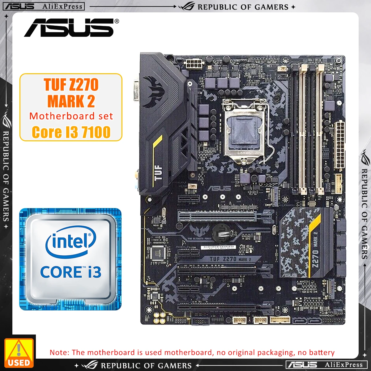

LGA1151 Материнская плата ASUS TUF Z270 MARK 2 + I3 7100 процессор Intel Z270 материнская плата 4 × DDR4 64 Гб PCI-E 3,0 USB3.1 2 × M.2 ATX