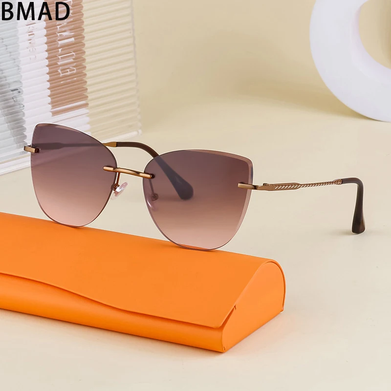 

New In Rimless Sunglasses Women Vintage Cat Eye Sunglasses Designer Glasses Summer Accessories Oculos Gafas Lentes Dropshipping