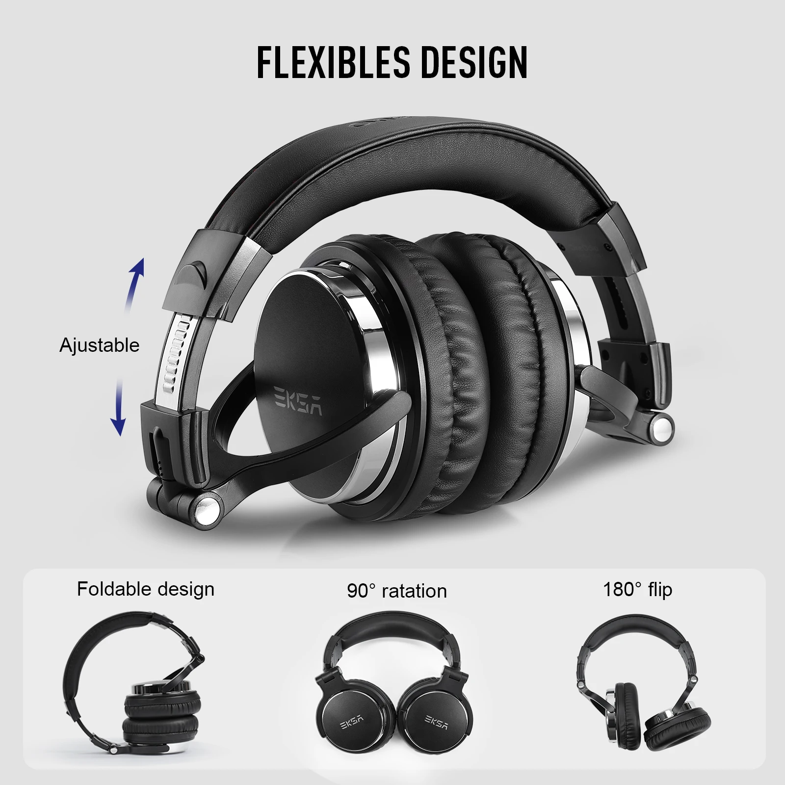 Проводные наушники EKSA P100 Studio DJ, накладные, стерео, Hi-Res Audio, с микрофоном (art.: 3920da72ed150) - 3920da72ed150