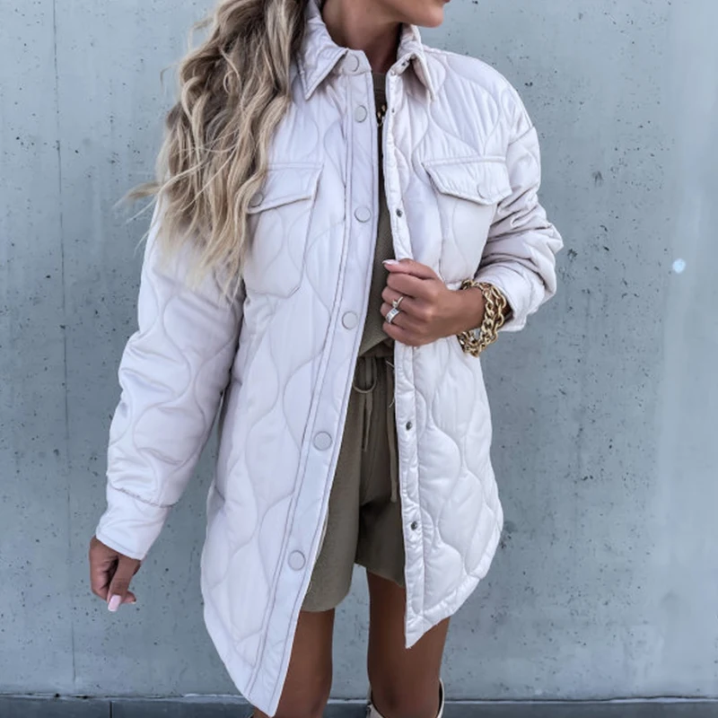 

Woman Jackets 2022 New Loose Buttoned Thick Parkas Woman Jacket Winter Coats Keep Warm Solid Pocket Casual Women's Cotton Coats