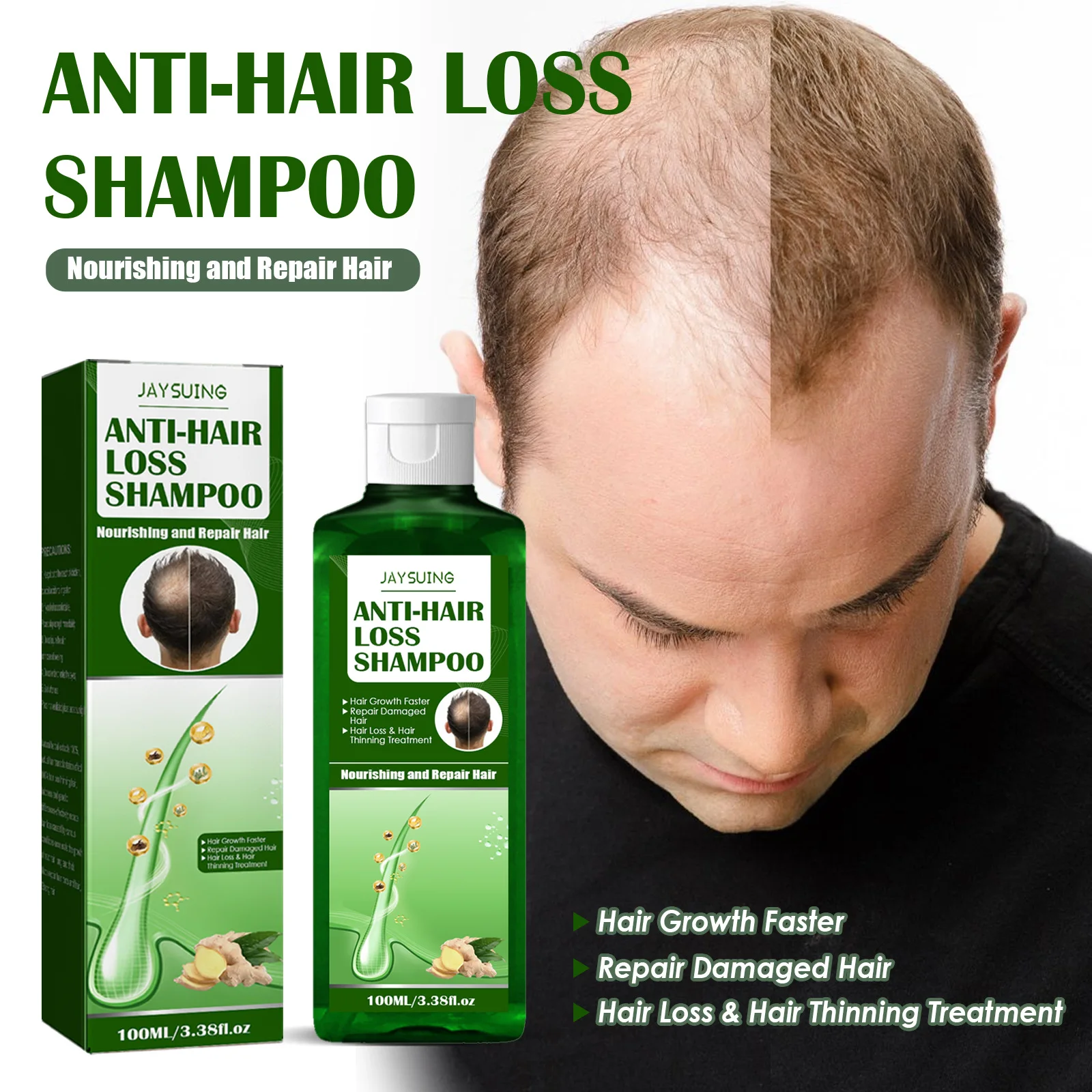 100ml Professional Hair Ginger Shampoo Clean Regrowth Dense Fast Thicker Scalp Repair Hair Growth Bimba Y Lola Anti Loss Product