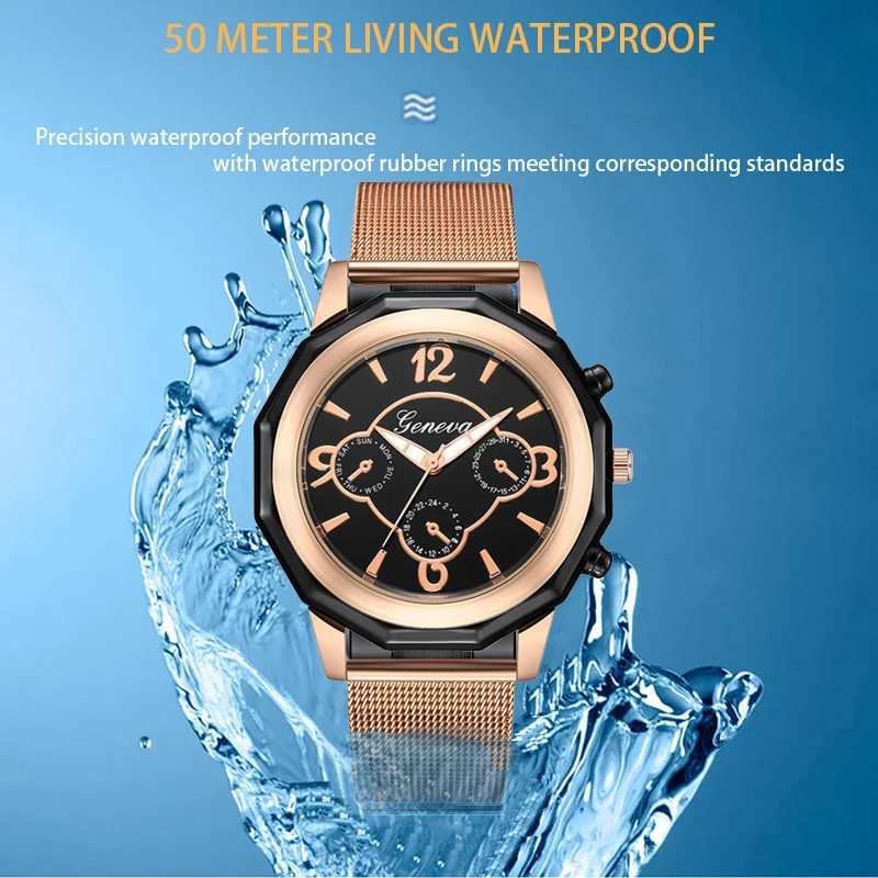 2023 New Hot Selling Casual Simple Six Needle Ultra Thin Luminous Dial for Women's Quartz Mesh Band Watch Holiday Luxury Gift
