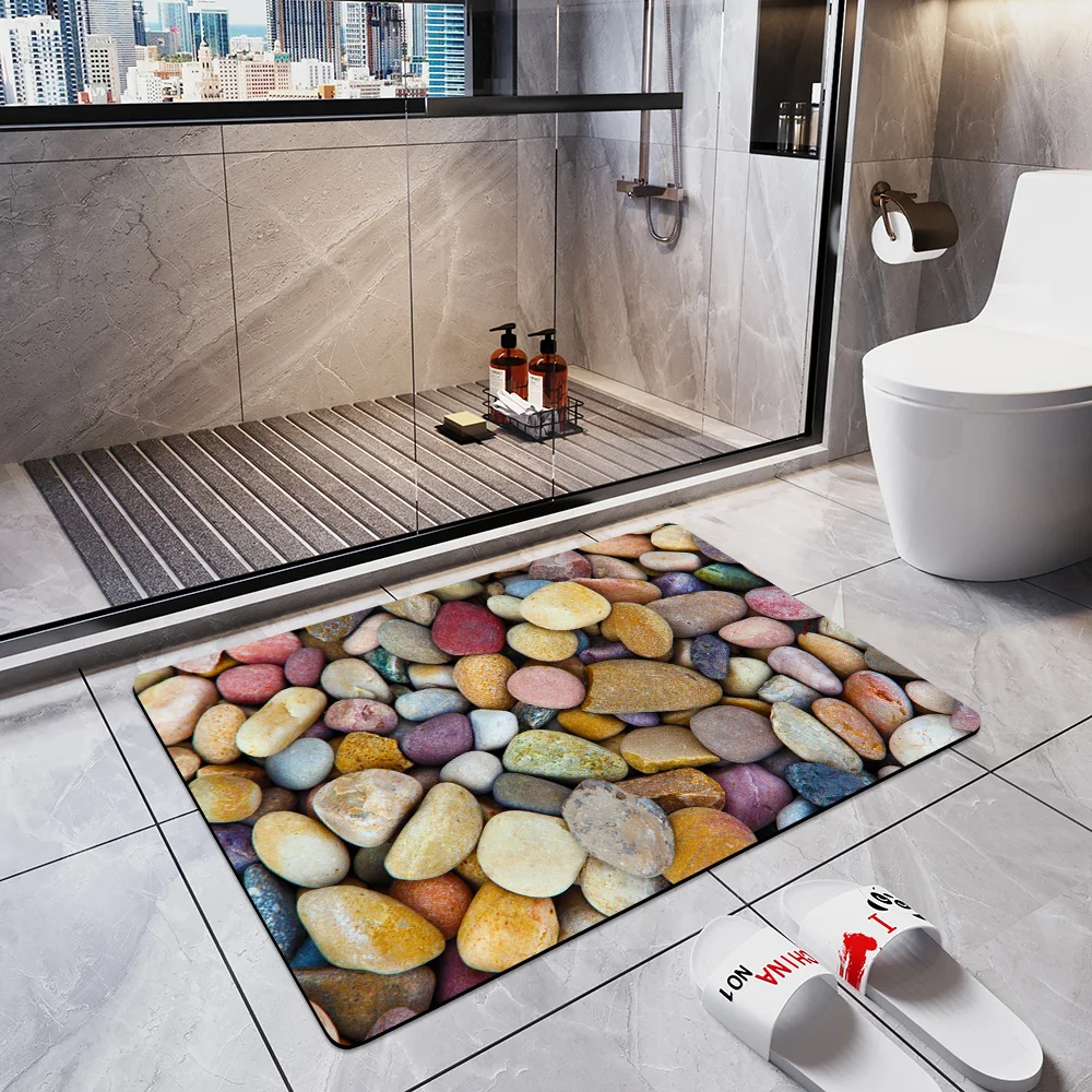 

Bathroom Shower Foot Mat Home Toilet Bath Entrance Doormat Bathtub Absorbent Anti-Slip Floor Carpet Kitchen Bedroom Door 3D Rug